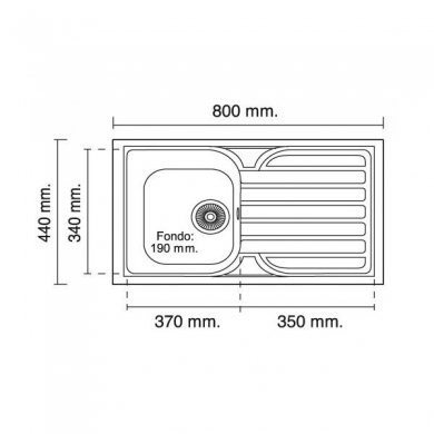 fregadero de un seno y escurridor