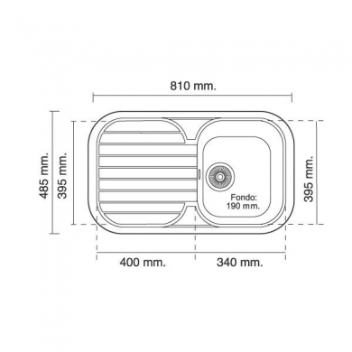 FREGADERO SINTÉTICO SERIE BASIC CORAL 121.POALGI ENCASTRE 800X475mm
