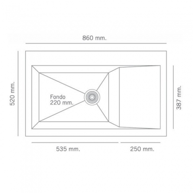 Fregadero sintético serie Shira 503 de Poalgi, 1 cubeta con escurridor.