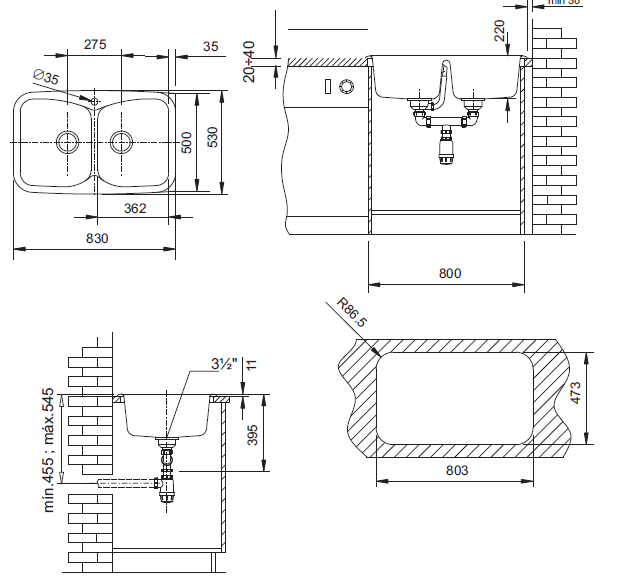 fregadero esquinero medidas