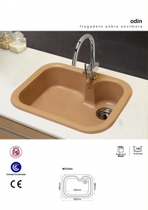 FREGADERO SINTÉTICO SOBRE ENCIMERA ODIN 620x485mm SYAN.