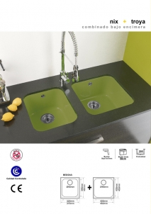  FREGADERO SINT&Eacute;TICO  TROYA 450X450mm SYAN - RESITENTE Y ANTIBACTERIANO 