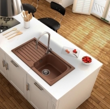 FREGADERO SINTÉTICO BASIC TOPACIO 116. POALGI ENCASTRE 785X425mm