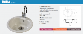  FREGADERO SINTÉTICO CIRCULAR 1 CUBETA RODA URDAPLAST