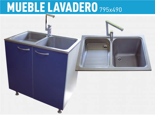 PILA LAVADERO SINTÉTICO RUIDERA + MUEBLE URDAPLAST