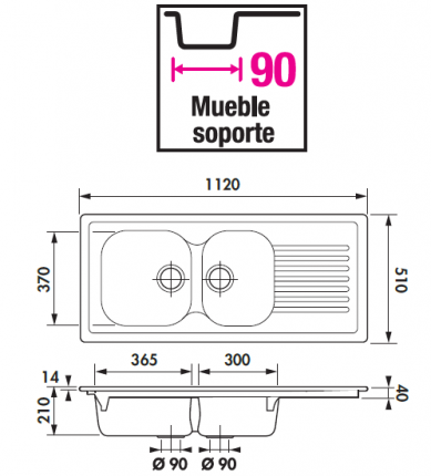 FREGADERO DE CERÁMICA LUISINA TARGA EV 675201 LUISINA