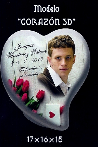 FOTO PORCELANA FORMA MODELO CORAZÓN PARA LAPIDA