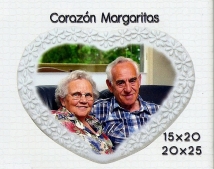  Foto Memorial en Porcelana Coraz&oacute;n con Margaritas