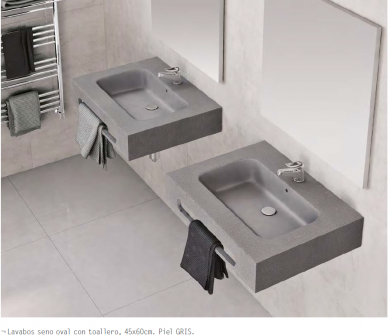 Lavabo con seno oval textura piel, Color Gris cemento. Nudespol