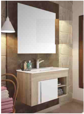 Mueble de baño de fondo reducido Genova de 80cm. 