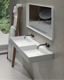 LAVABO SOLID SURFACE DE PARED O SOBRE MUEBLE FLAT. RESIBLOCK