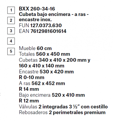 FREGADERO BAJO ENCIMERA BOX BXX 260-34-16 FRANKE NUEVO 1270373630