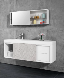 Mueble de baño a medida de madera 2 cajones y puerta corredera serie Nasser. Navamuel
