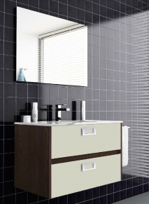 Mueble de ba&ntilde;o de madera a medida 2 cajones Sahara. Navamuel