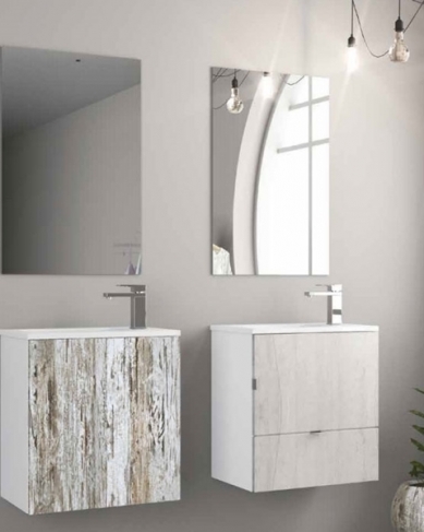 Mueble de baño de fondo reducido, 33 cm con 1 puerta 1 cajón. Petit Campoaras