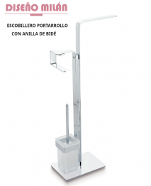 .ESCOBILLERO PORTARROLLO CON  TOALLERO DE BID&Eacute; MODELO MILAN. BELTRAN