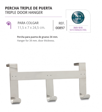PERCHA TRIPLE DE PUERTA 00897 DE BELTRAN