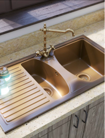 FREGADERO SINTÉTICO 1CUBETA Y MEDIA Y ESCURRIDOR BREZO URDAPLAST++