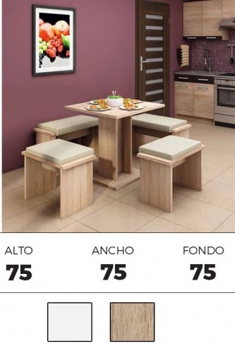 MESA CUADRADA MADERA CHAPADA MELAMINA 67370/71 