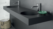 LAVABO SOLID SURFACE A MEDIDA , CON DISTINTAS CUBETAS. WALL QUBE