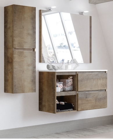 Mueble de baño suspendio, 2 cajones y 2 cajas Aqua, Campoaras.