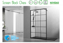 GME MAMPARA SECREEN BLASCK CHES FIJOS DECORADOS NEGRO NOVEDAD.