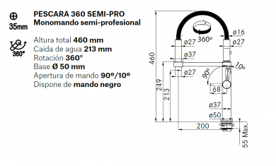 GRIFO DE COCINA   PESCARA SEMI-PRO 360  FRANKE NUEVO 1150393976 ENVÍO GRATIS A LA PENISULA
