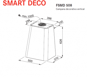 CAMPANA MODELO SMART DECO DECORATIVA VERTICAL FSMD 508 FRANKE NUEVO 