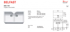 FRANKE FREGADERO CERAMICA BLANCO POLAR BELFAST BAK 720 130.0085.740