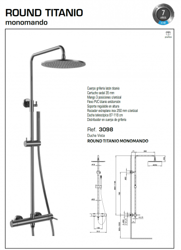 CONJUNTO DUCHA REDONDO TITANIO ROUND GME 3089 NOVEDAD