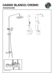 COLUMNA DE DUCHA MONOMANDO CASSIO CROMO/ BLANCO  DUCHA  GME 3039 NOVEDAD.