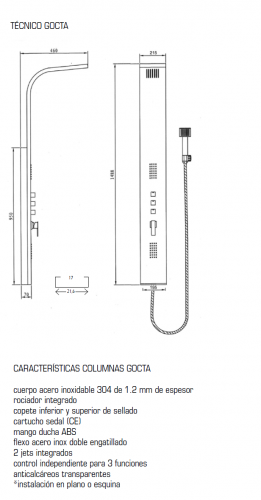 GME COLUMNA DUCHA  HIDROMASAJE GOCTA NEGRA 0523