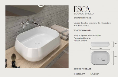 LAVABO DE CERÁMICA SOBRE ENCIMERA ESCA PORCELANA ARTANDBATH