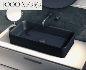 LAVABO DE CERÁMICA SOBRE ENCIMERA FOGO NEGRO MATE PORCELANA ARTANDBATH.

