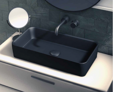 LAVABO DE CERÁMICA SOBRE ENCIMERA FOGO NEGRO MATE PORCELANA ARTANDBATH.
