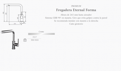 MONOMANDO DE COCINA ETERNAL CAÑO FORMA GROBER 990 900