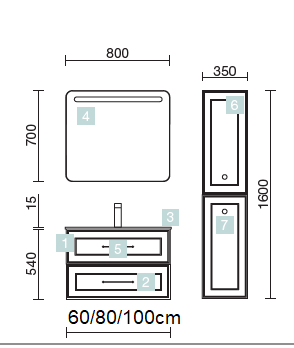 Mueble columna auxiliar para el baño RENOIR de Salgar