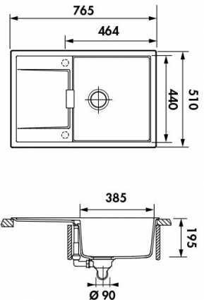 FREGADERO CON ESCURRIDOR  MODELO FORTE EV1910  LUISINA  765 X 51 CM NOVEDAD