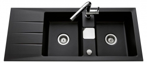 Fregadera cerámica doble cubeta y escurridor Luisina Prestige EV5092 - 116 x 51