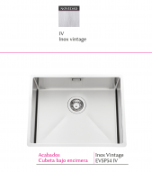.FREGADERO DE ACERO INOXIDABLE BAJO ENCIMERA  MODELO VIBRATO VINTAGE EVSP54 IV - 570 x 450 mm LUISINA NOVEDAD