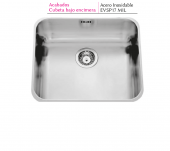 .FREGADERO DE ACERO INOXIDABLE BAJO LUISINA CLÁSICA EVSP17MIL - 525X 425 mm -1 CUBETA 