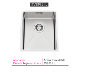 .FREGADERO DE ACERO INOXIDABLE VIBRATO EVSP52 IL LUISINA NOVEDAD