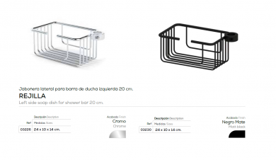 BELTRAN JABONERA LATERAL PARA BARRA DE DUCHA IZQUIERDA 20 CM.