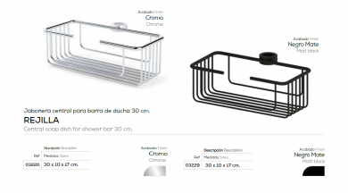 BELTRAN JABONERA CENTRAL PARA BARRA DE DUCHA 30 CM
