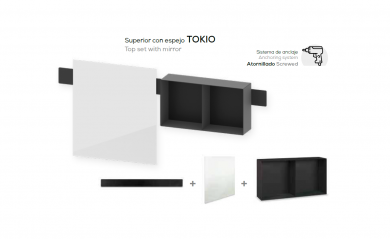 CONJUNTO ESPEJO DE BAÑO Y MUEBLE MODELO TOKIO BELTRAN NOVEDAD