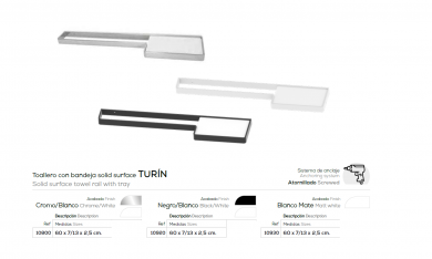 BELTRAN  TOALLERO CON BANDEJA SOLID SURFACE   DISEÑO TURÍN NOVEDAD