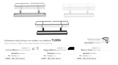 BELTRAN ESTANTERÍA  SOLID SURFACE CON TOALLERO CON DEFENSA  NUEVO