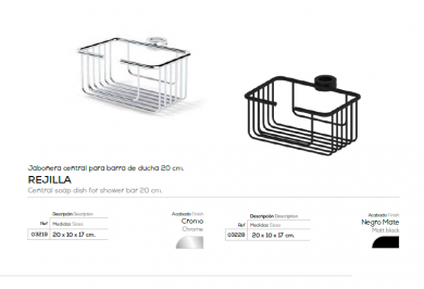 .BELTRAN JABONERA CENTRAL PARA BARRA DE DUCHA 20 CM