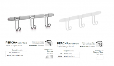TOALLEROS DE HOTEL Y PERCHA  TRIPLE  DE  BELTRAN 00911