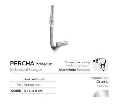 PERCHA INDIVIDUAL  ACERO INOX MOD. 9 - BELTRAN 00965